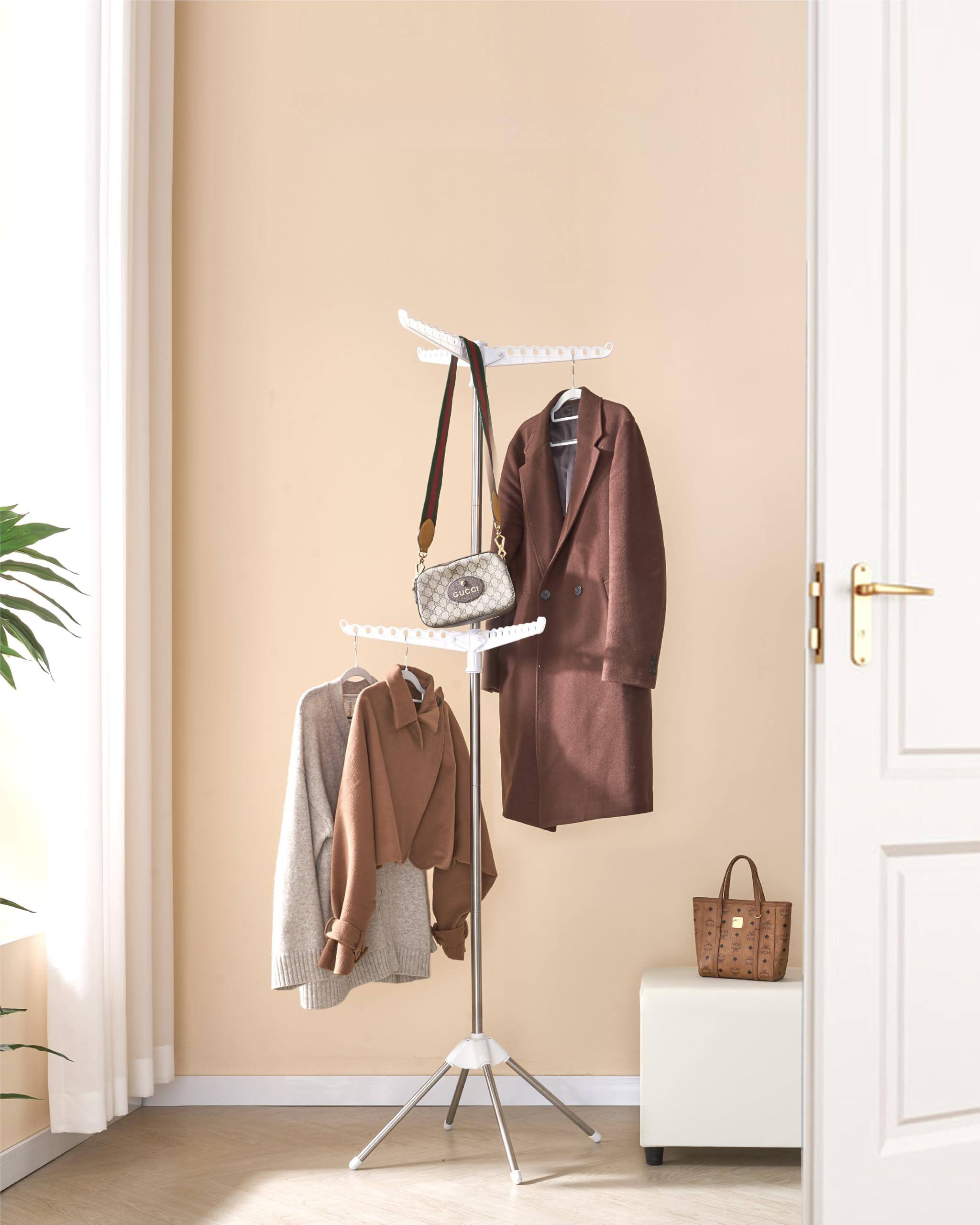 Alt View 7. Hirose Alice - Clothes Drying Rack   74. 2 Tier Laundry Drying Rack with Rotating Clothes Rail for of Clothes  Space Saving - White + Silver 2-Tier.