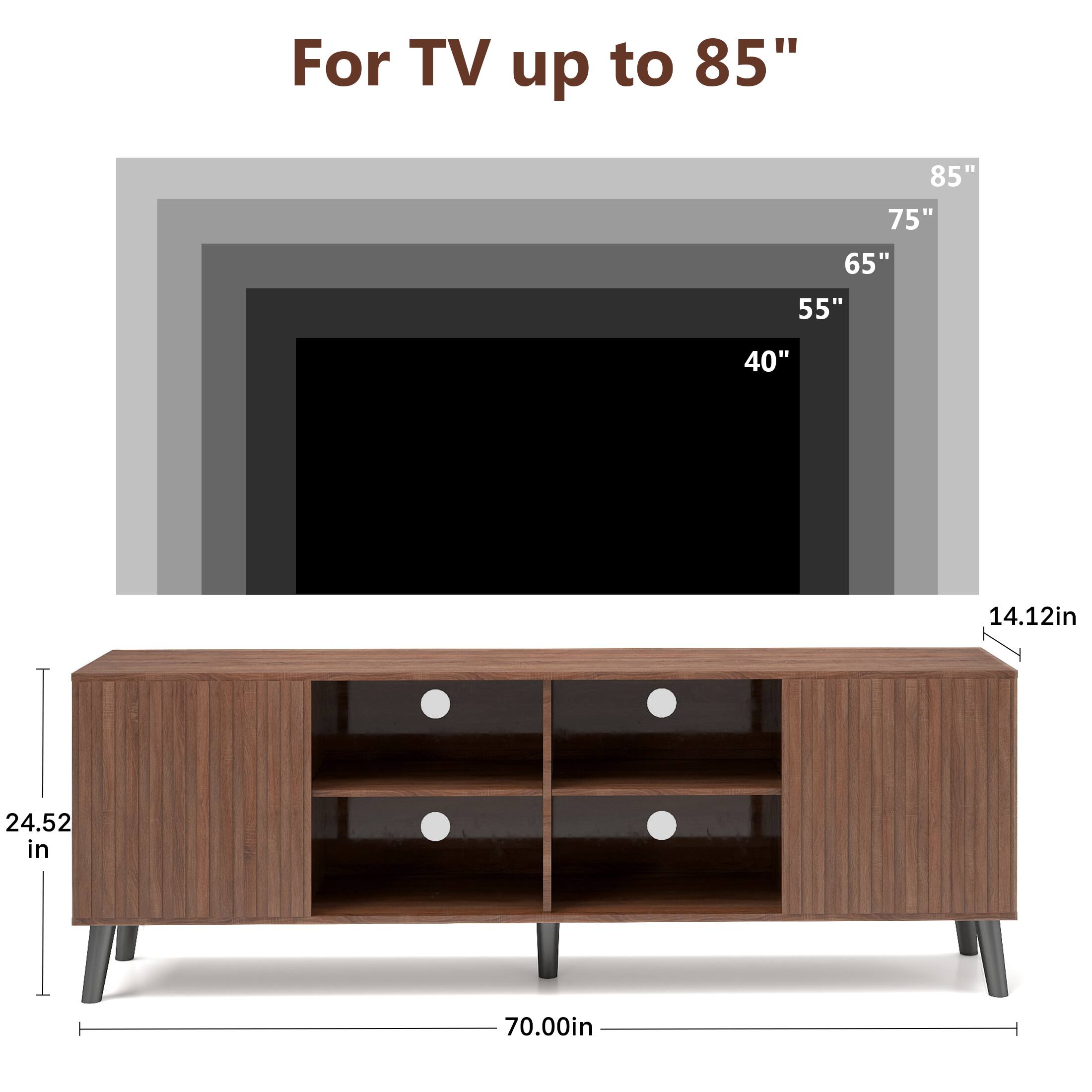 For TV up to 85", 85", 75", 65", 55", 40", 14.12in, 24.52 in, 70.00in