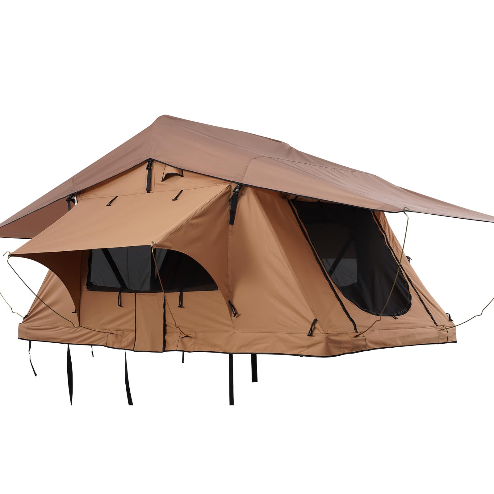 VEVOR - Rooftop Tent Hard Shell, Naturnest Rooftop Tent Hardshell for 2-3 Person, Folding Roof Top Tent with Telescopic Ladder - Khaki