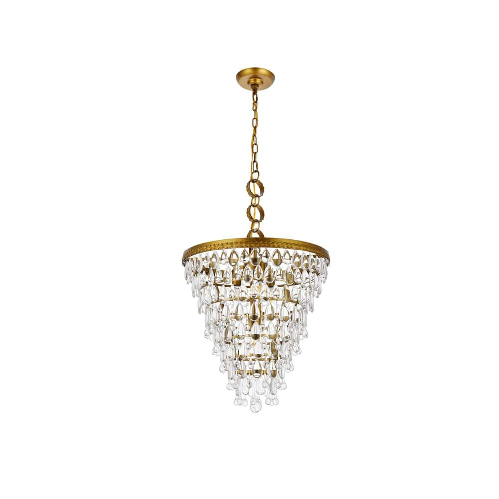 Elegant Lighting - Nordic 5 lights brass pendant - Brass And Clear