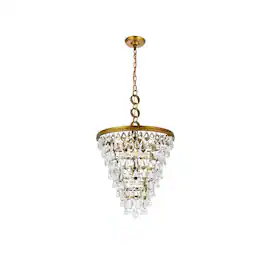 Elegant Lighting - Nordic 5 lights brass pendant - Brass And Clear