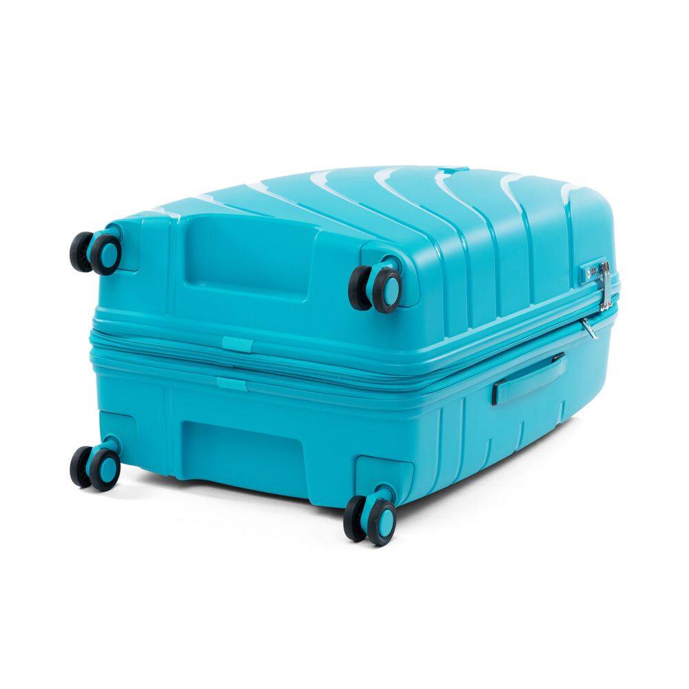 Left. Atlantic - Atlantic Convertible Medium to Large Checked Expandable Hardside Spinner - Surf Teal.