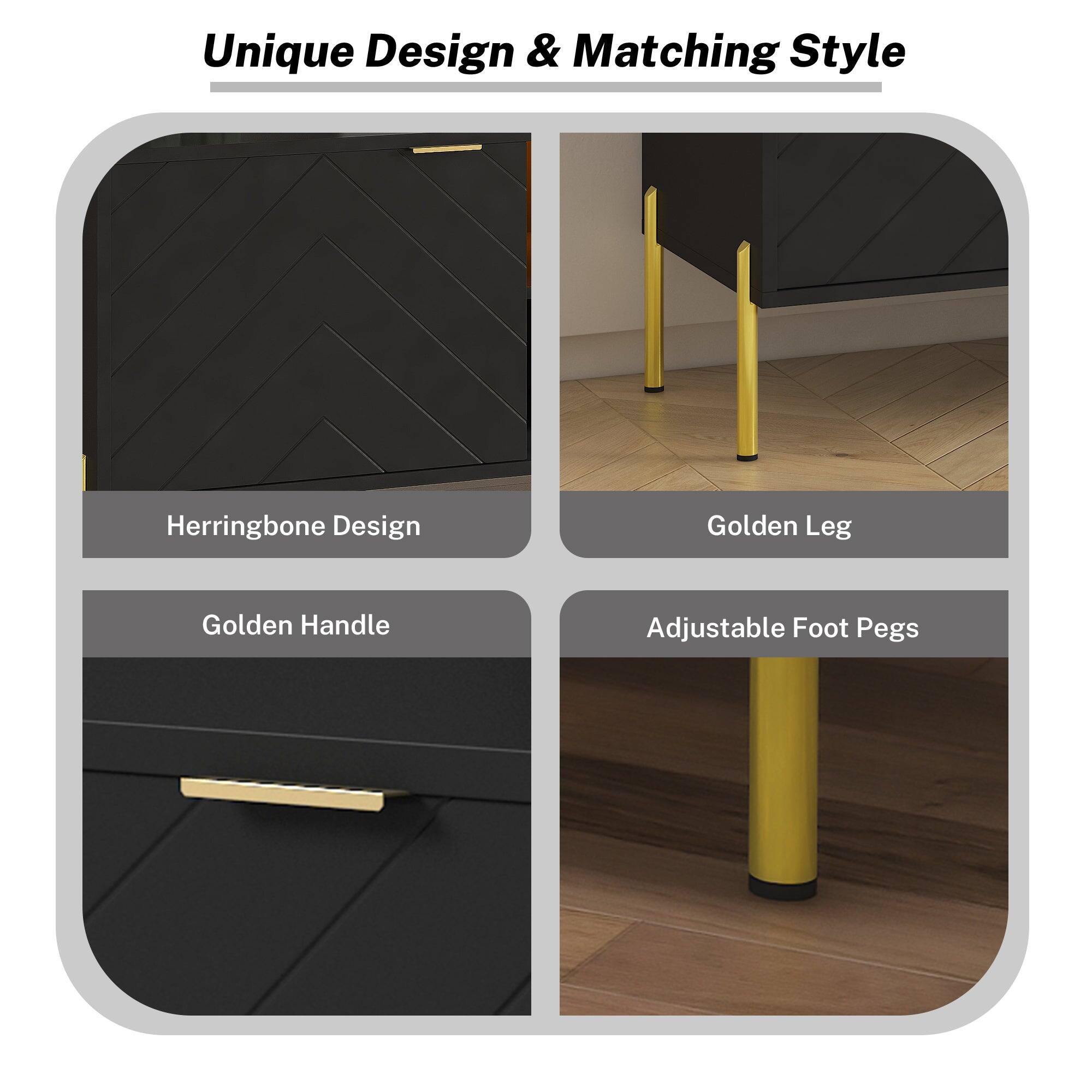 Unique Design & Matching Style

- Herringbone Design
- Golden Leg
- Golden Handle
- Adjustable Foot Pegs