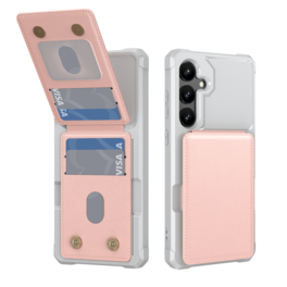 Dteck - Shockproof Wallet Phone Case for Samsung Galaxy S26 FE, PU Leather Flip Kickstand Card Holder Cover, Magnetic Clasp - Pink