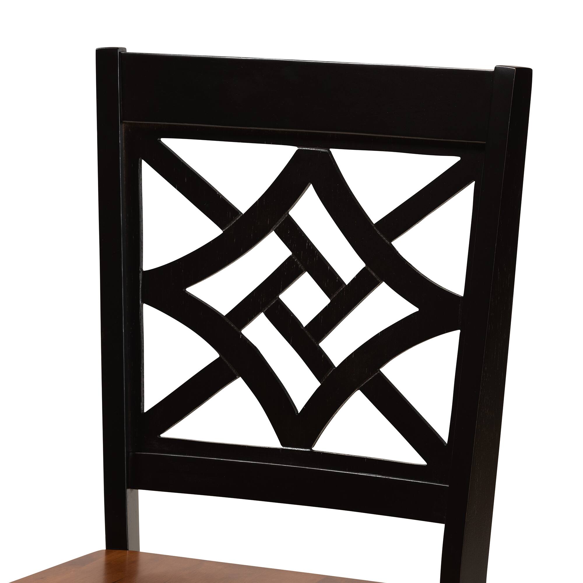 Back. Baxton Studio - Nicolette Modern Two-Tone and Finished Wood 2-Piece Dining Chair Set - Dark Brown/Walnut Brown.