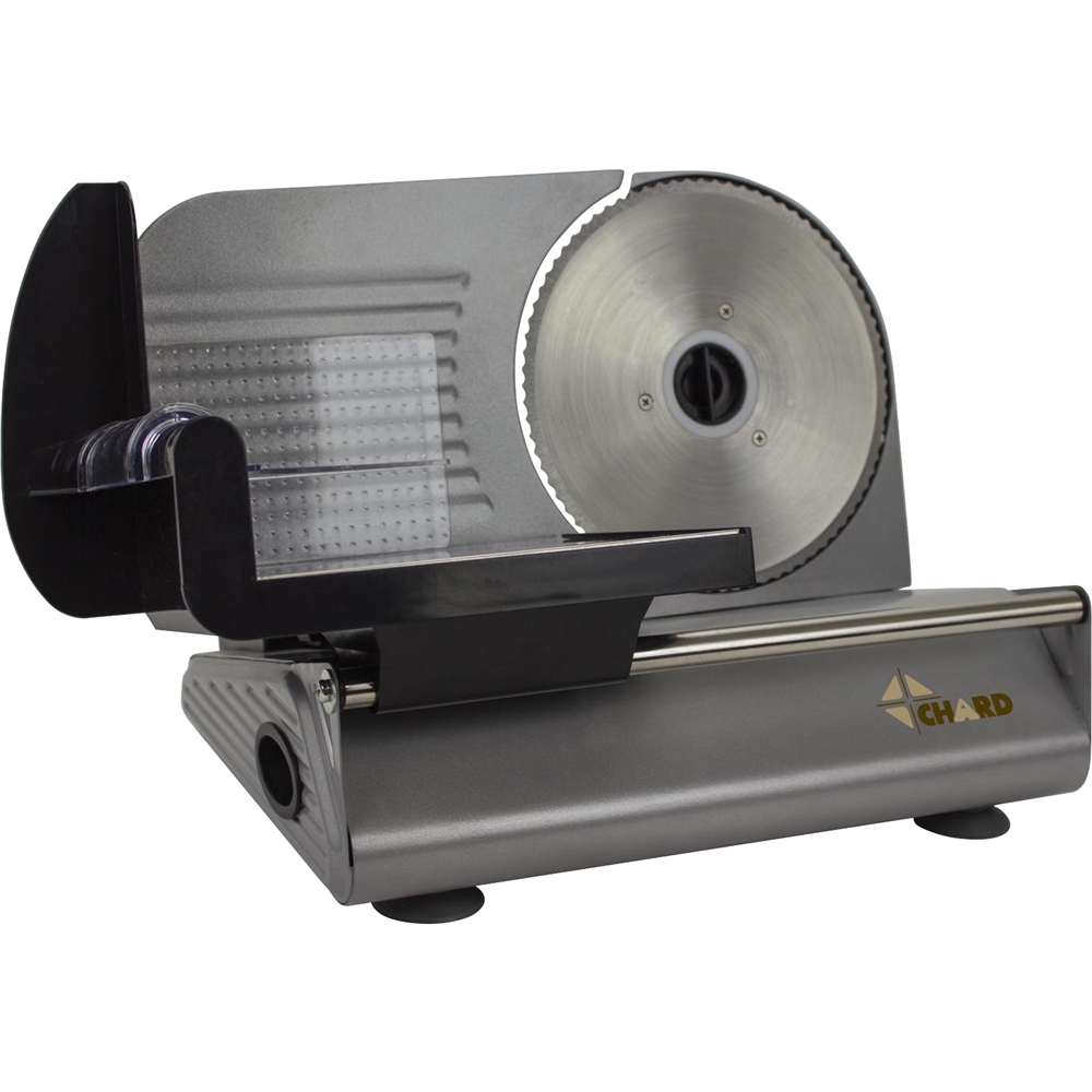 Angle View: Chard - 7.5" 150W Electric Slicer - Stainless Steel/Black