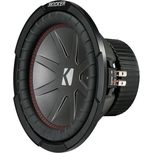 Left View: KICKER - CompR 10" Dual-Voice-Coil 4-Ohm Subwoofer - Black