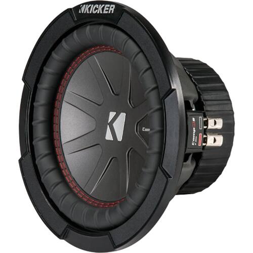 Left View: KICKER - CompR 8" Dual-Voice-Coil 4-Ohm Subwoofer - Black