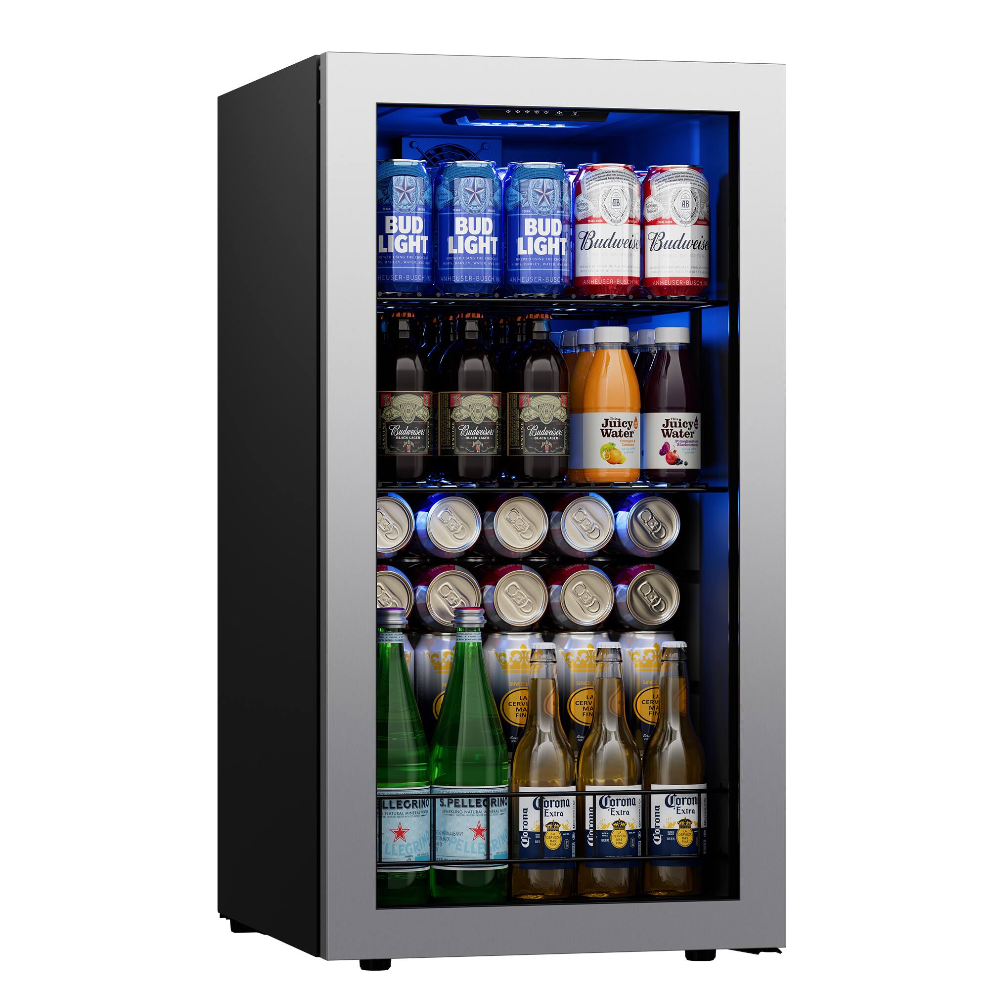 Ca'Lefort - Beverage Refrigerator Cooler,95-121 Can Freestanding Beverage Fridge,with Glass Door for Home/Bar/Office - Silver price history on PriceWatchPro