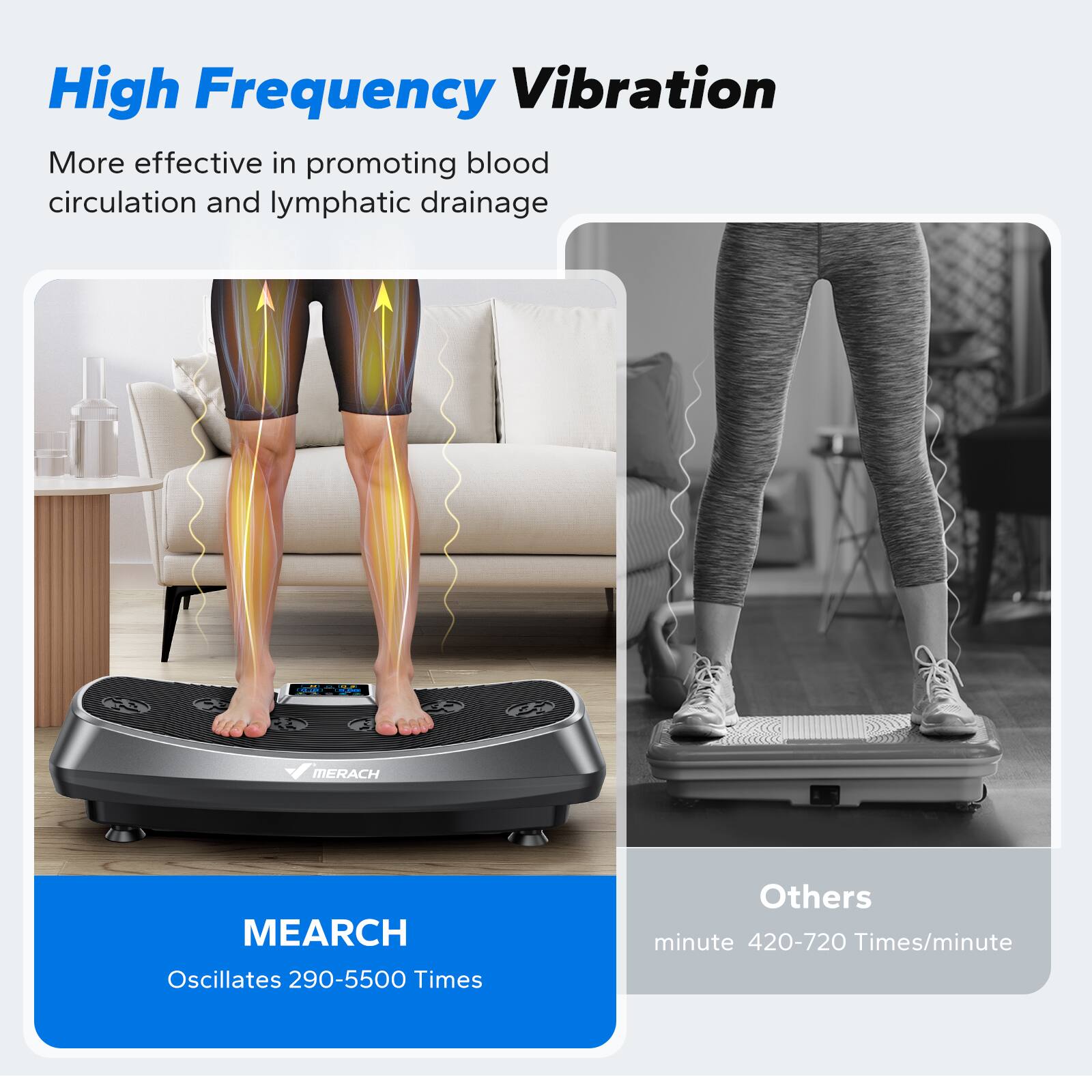 High Frequency Vibration

More effective in promoting blood circulation and lymphatic drainage

MEARCH
Oscillates 290-5500 Times

Others
minute 420-720 Times/minute