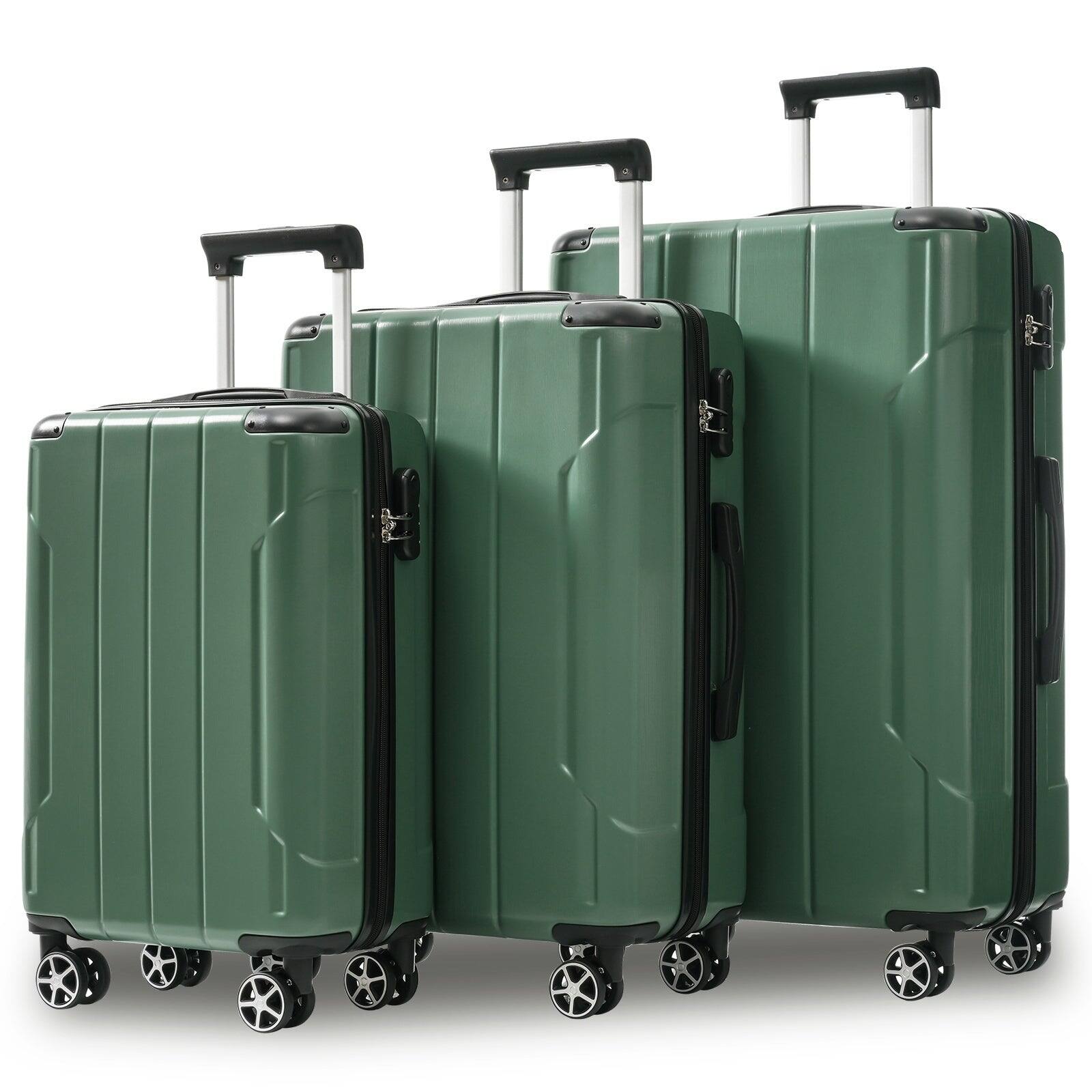 BreeBe - Luggage Sets 3 Piece, Hard shell ABS Lightweight Durable Suitcases with Double Spinner Wheels 20/24/28 Inch - Green