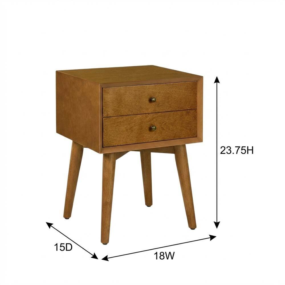 FurniFact - Modern nightstand with MDF and solid wood finish for bedroom storage - Acorn