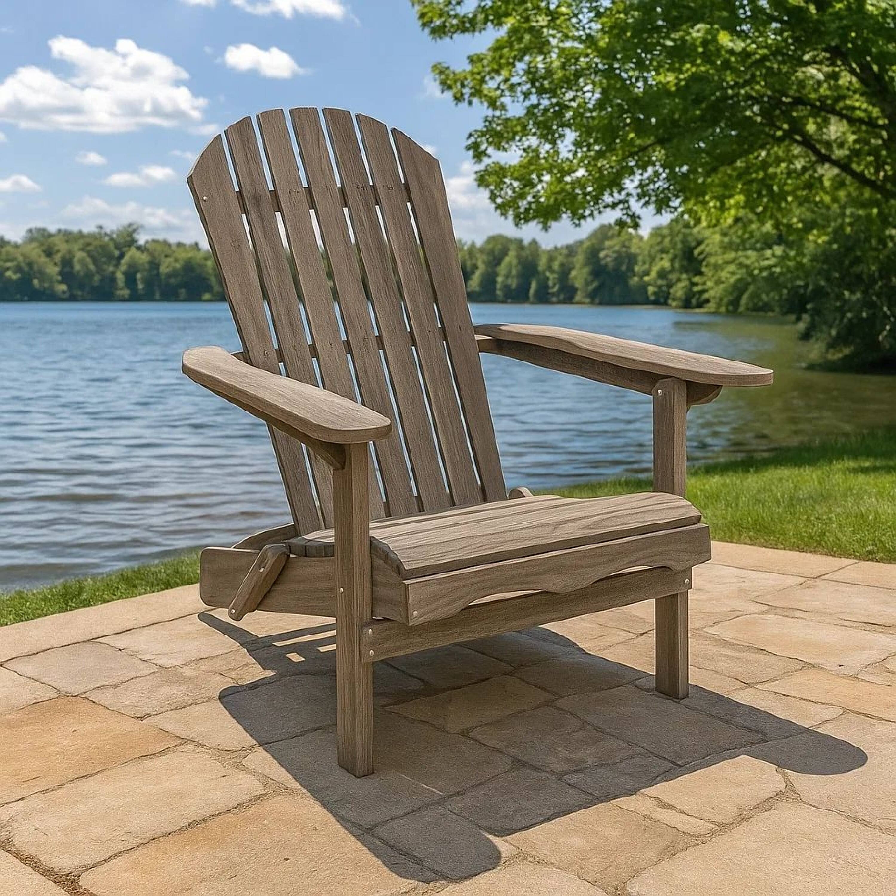 Alt View 7. Manhattan Lane - Geli Outdoor Adirondack Chair, Slatted Back - Gray.