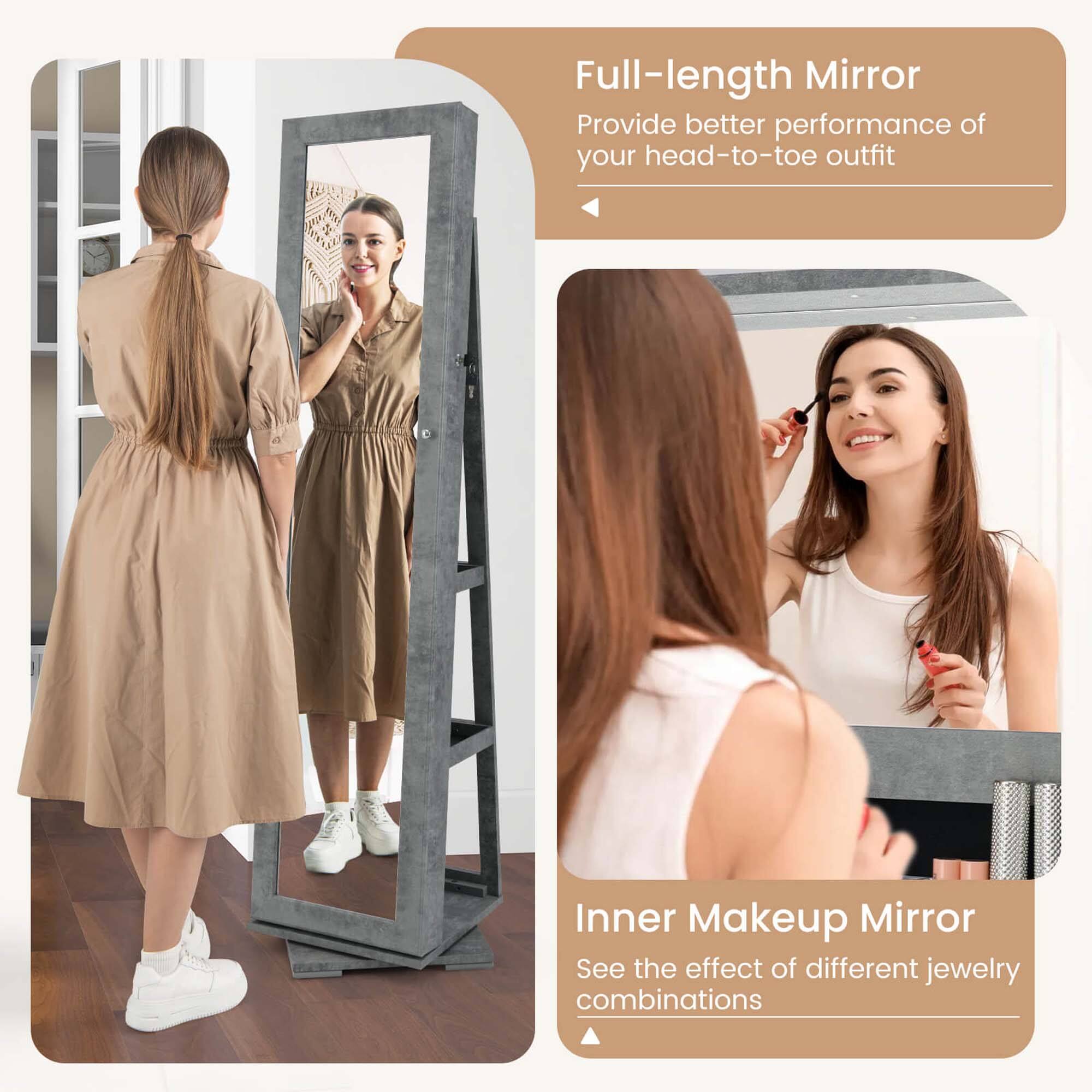 Full-length Mirror  
Provide better performance of your head-to-toe outfit  

Inner Makeup Mirror  
See the effect of different jewelry combinations