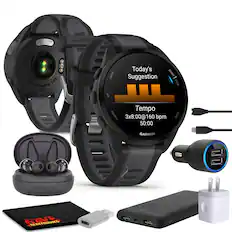 sinta 123456789 12365 Be U CE bl TAIWAIL FORERUNNER 165 duck Release 20 GARMIN Today's THOU START Suggestion - STOP UP Tempo DOWN 3x8:00@1 60 bpm BACK 50:00 GARMIN .. = SAVE ELECTRONICS