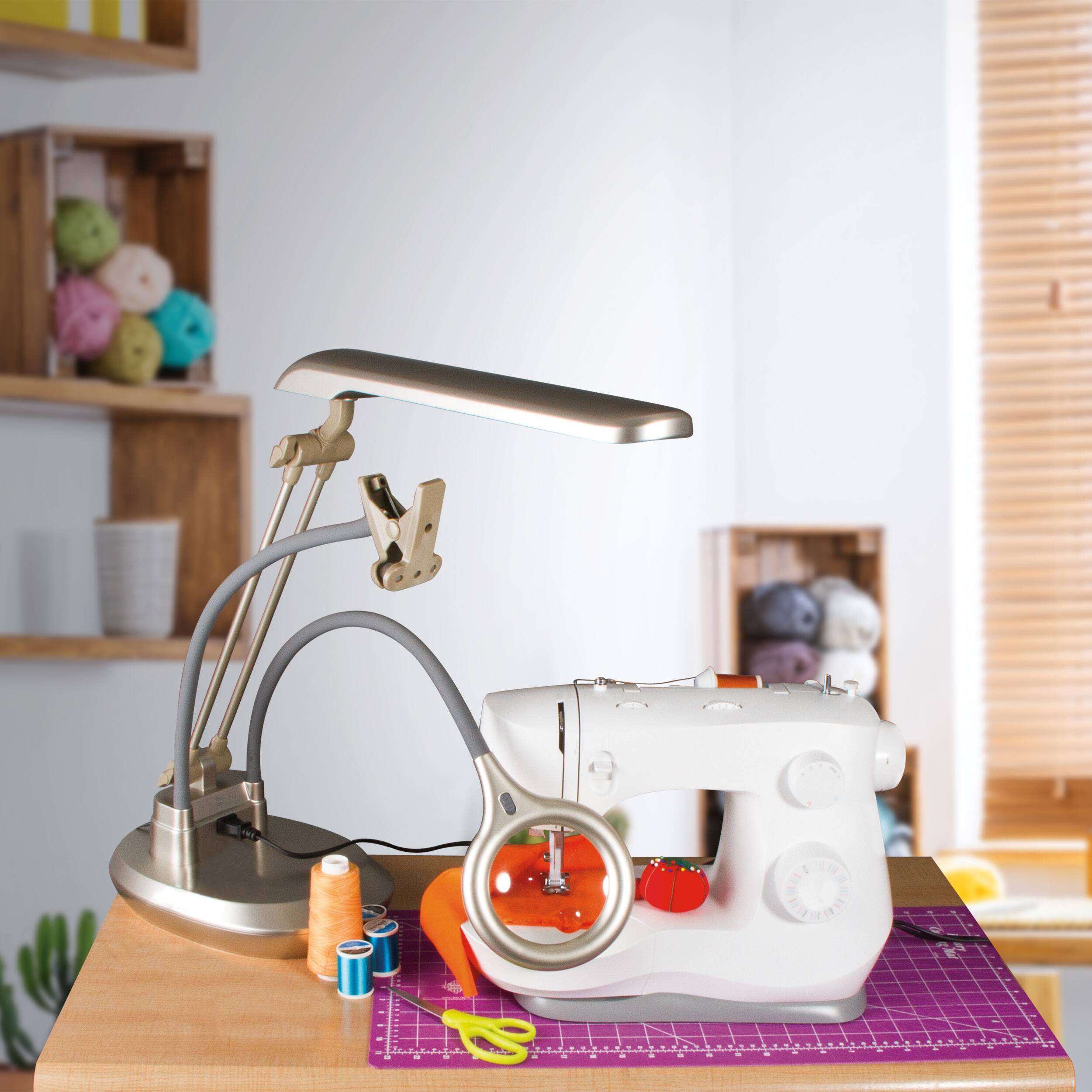 Alt View 1. OttLite - Ultimate LED 3-in-1 Creative Station with Magnifier - Champagne.