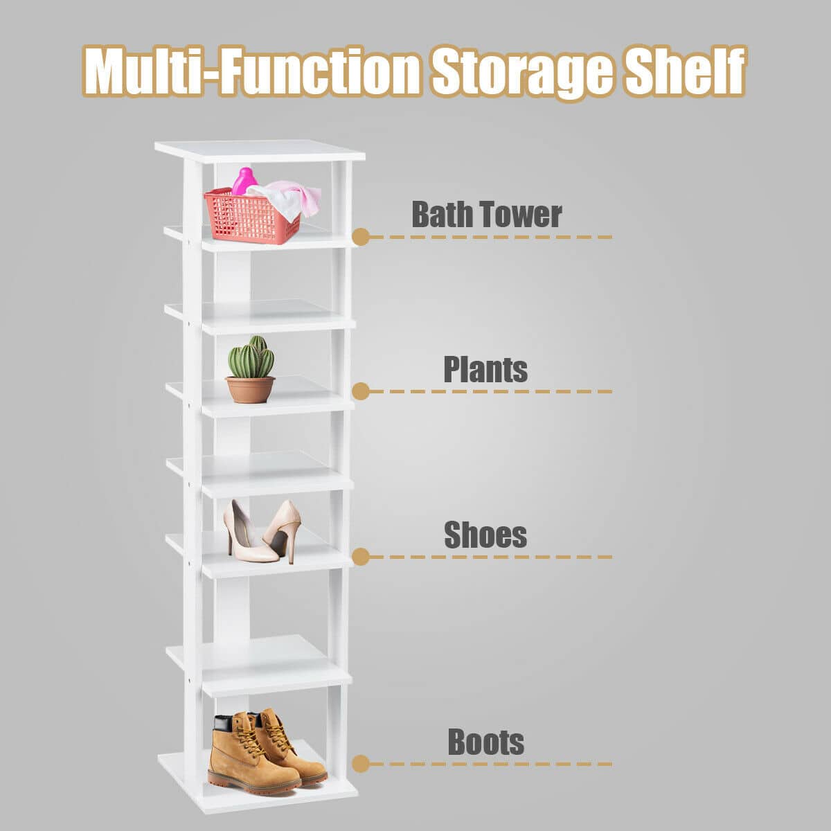 Multi-Function Storage Shelf: Bath Tower, Plants, Shoes, Boots