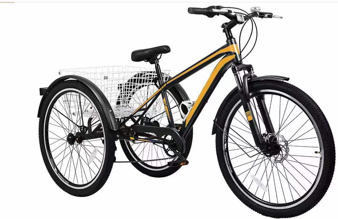 GARVEE - Electric Trike, Ebike Trike with Basket, 350W Brushless Motor, LCD Display, 36V Removable Battery - Black