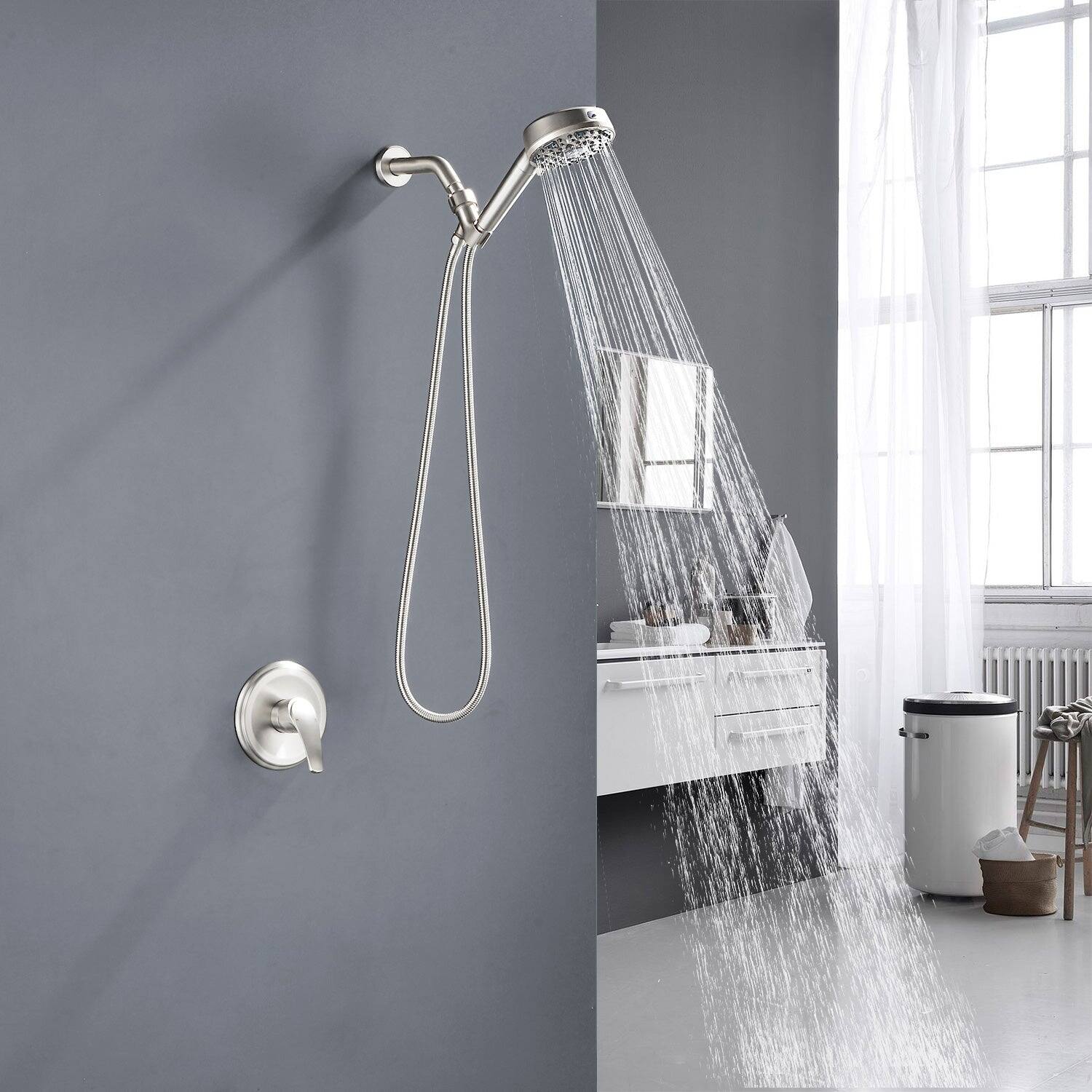 Alt View 3. Boyel Living - Brushed Nickel Shower Set with cUPC Pressure Balance Valve and 7 Function Filter Handheld Shower - Brushed Nickel.