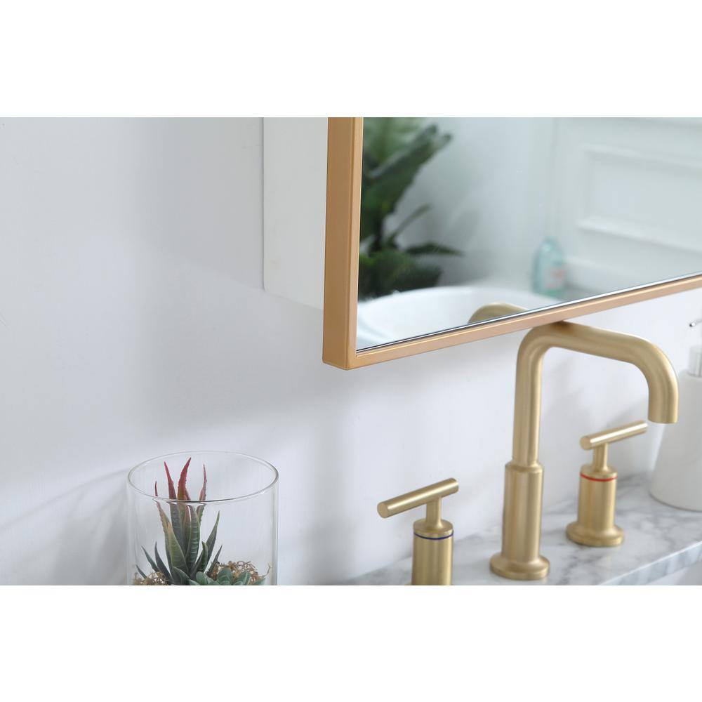 Alt View 1. Elegant Decor - Metal mirror medicine cabinet 20 inch x 28 inch in Brass - Brass.