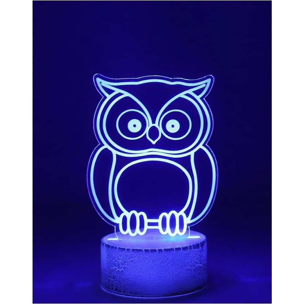 Schertz - 16-Color Owl Night Light – Touch & Remote Control, 3D Illusion Lamp
