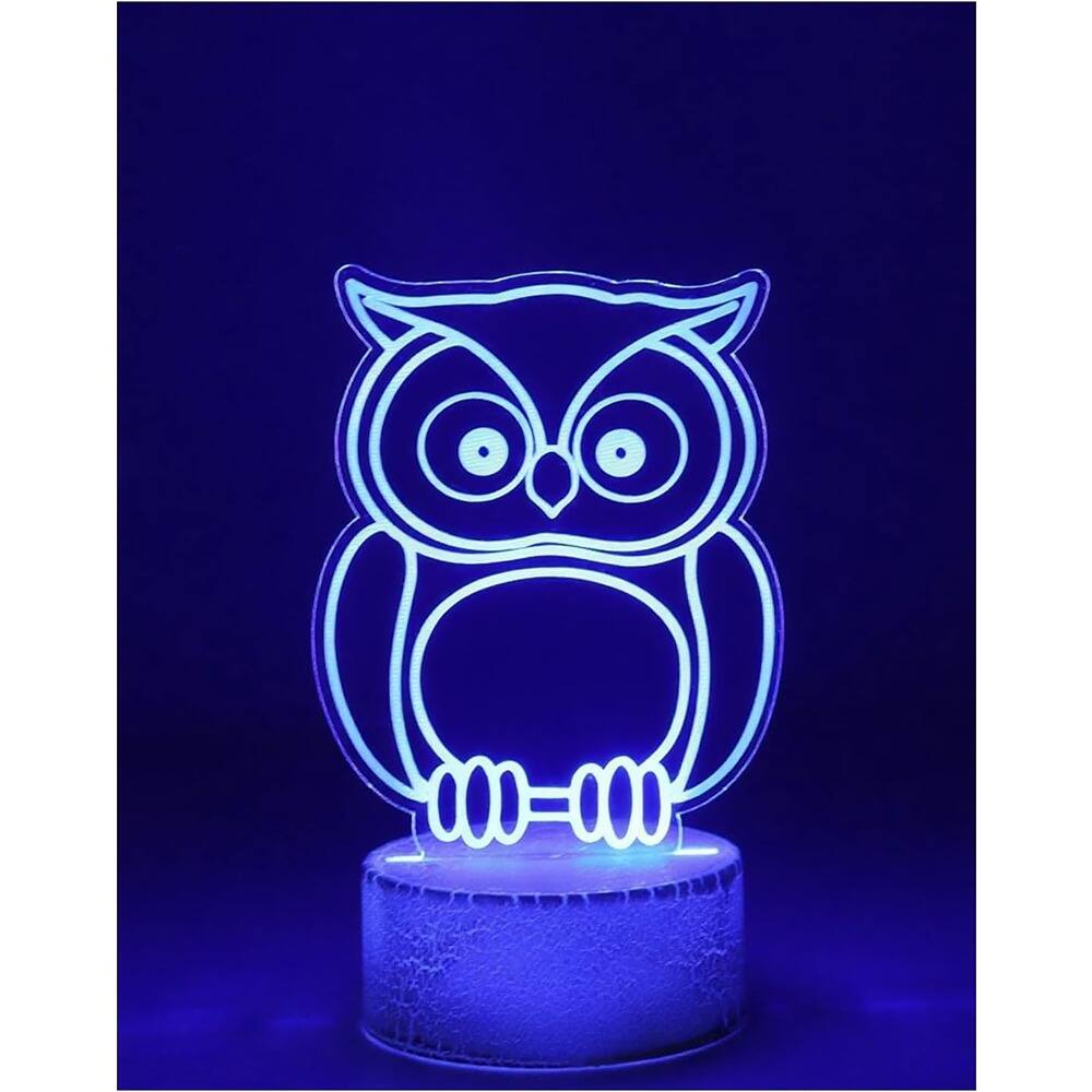 Schertz - 16-Color Owl Night Light – Touch & Remote Control, 3D Illusion Lamp