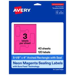 Avery - Avery® Sealing Labels, 5-1/8" x 4", Neon Magenta, 120 Total - Pink