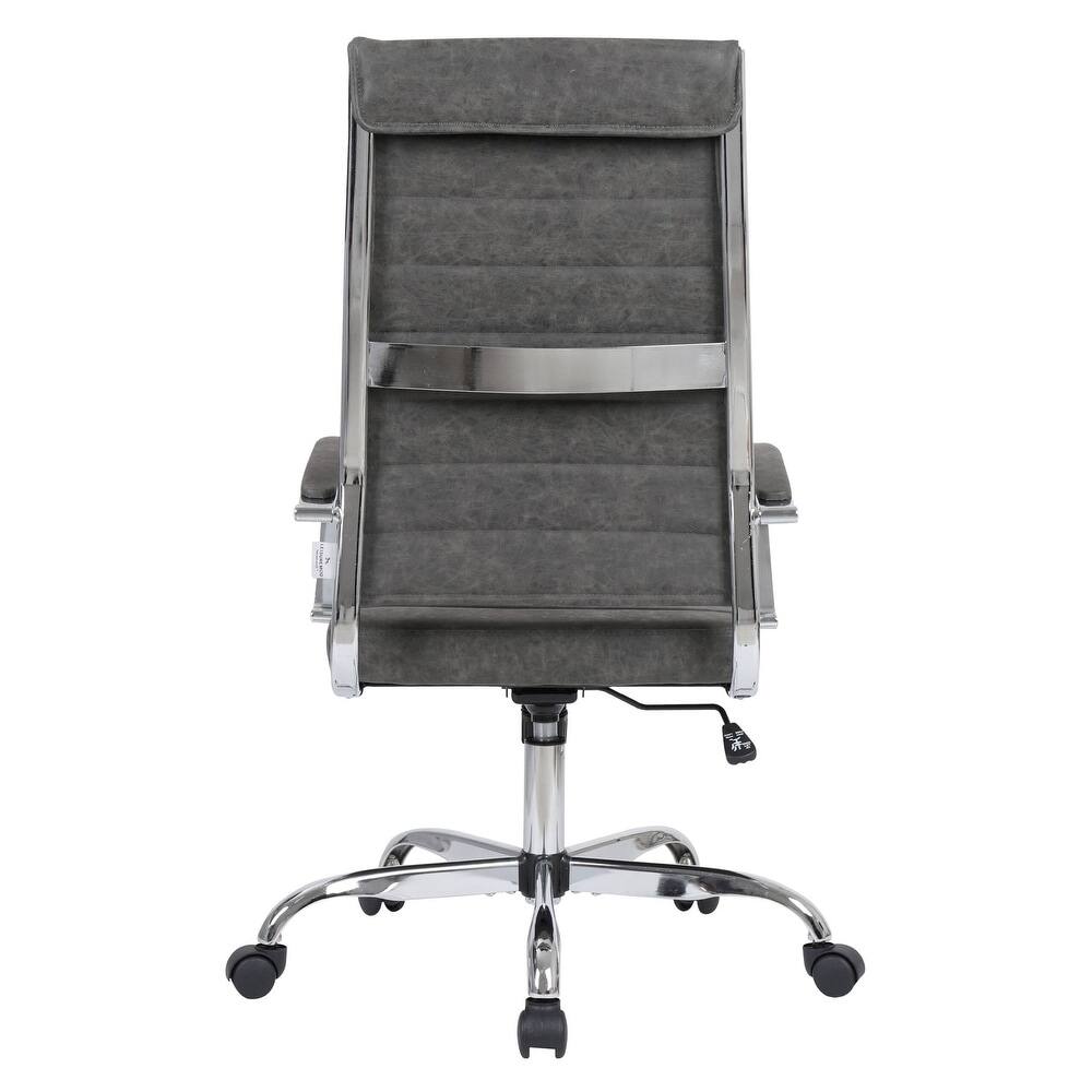 Alt View 5. LeisureMod - Benmar High Back Leather Office Chair with Adjustable Height, Swivel Base, Ergonomic Design Modern Conference Chair - Charcoal.