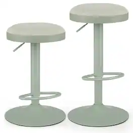 Costway - Bar Stools Set of 2, Kitchen Bar Stools with Height Adjustment, Swivel Function - Green