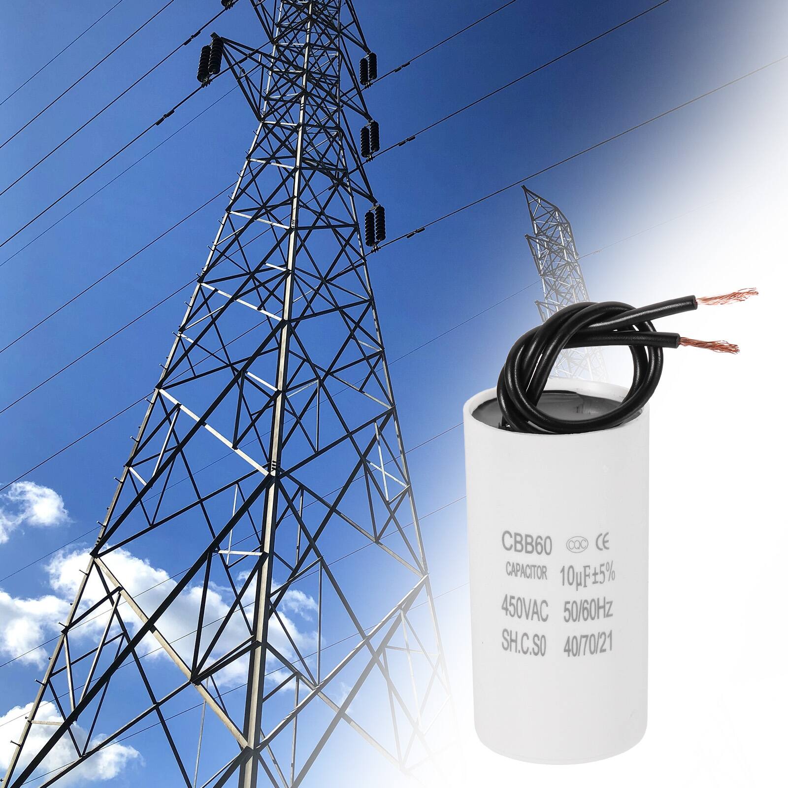 CBB60 CQC CE CAPACITOR 10pF 5% 450VAC 50/60Hz SH.C.SO 40/70/21