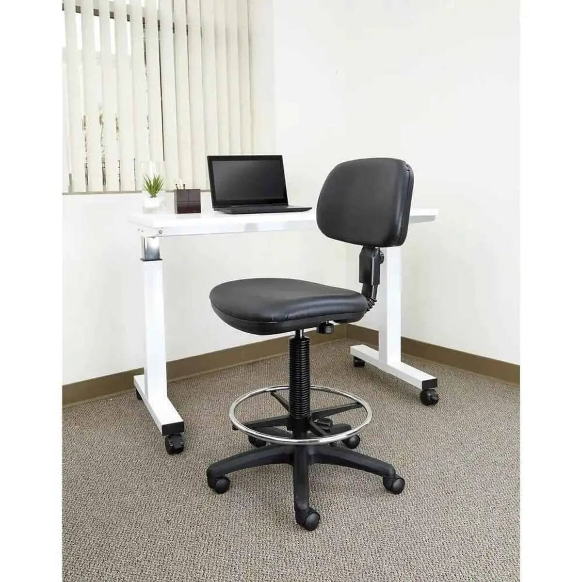 Back. Office Star Products - Drafting Chair with Adjustable Height and Comfortable Vinyl Seat - Black.