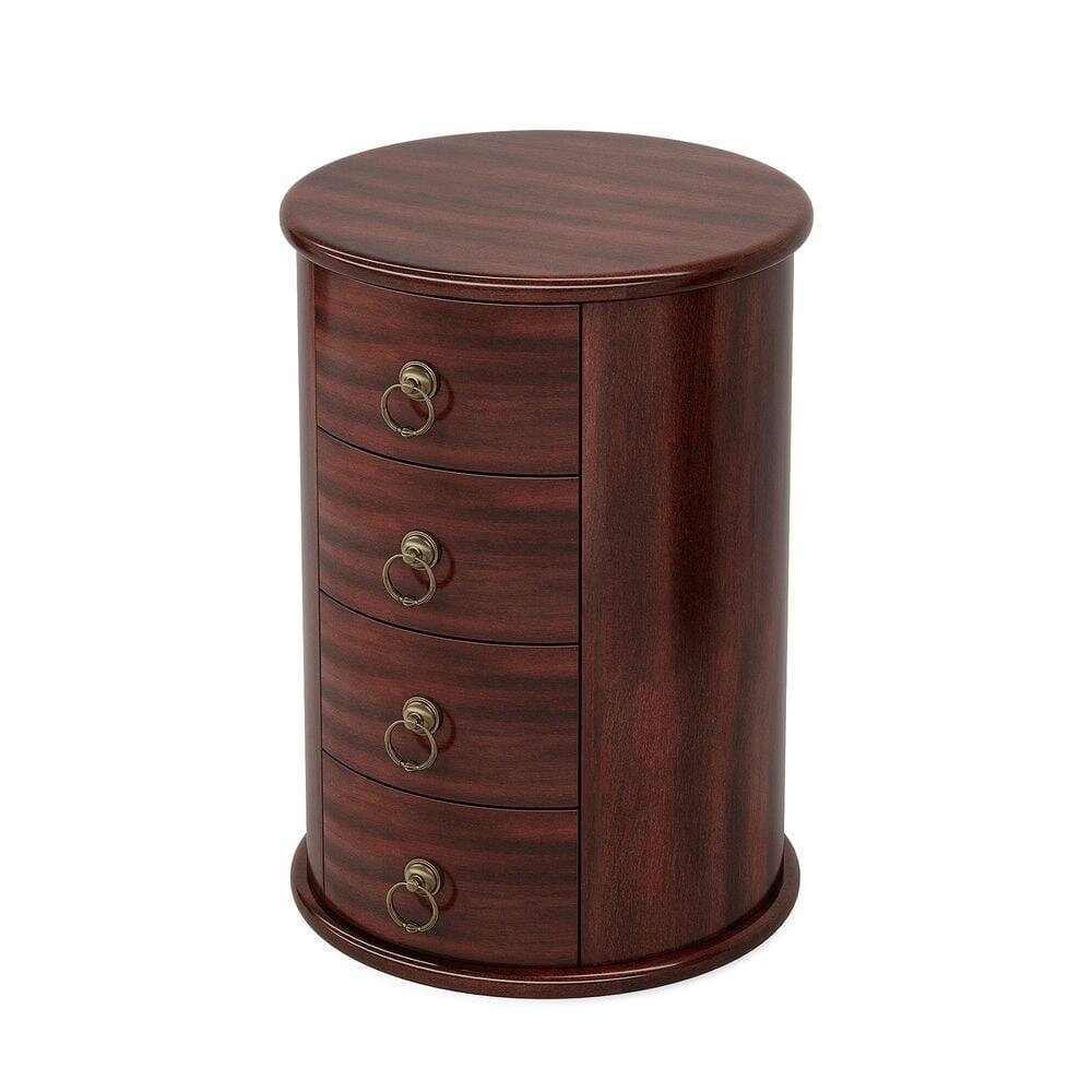 Left. Kadyn - Kadyn Sofa Side End Table, End Table, Couch Table,Wood End Table, Round Side Table With 4 Drawers,Brown - Brown.