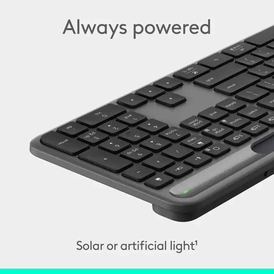 Solar Keyboard Kit Logitech Signature Slim Solar+ K980 Wireless Bluetooth Solar and ...