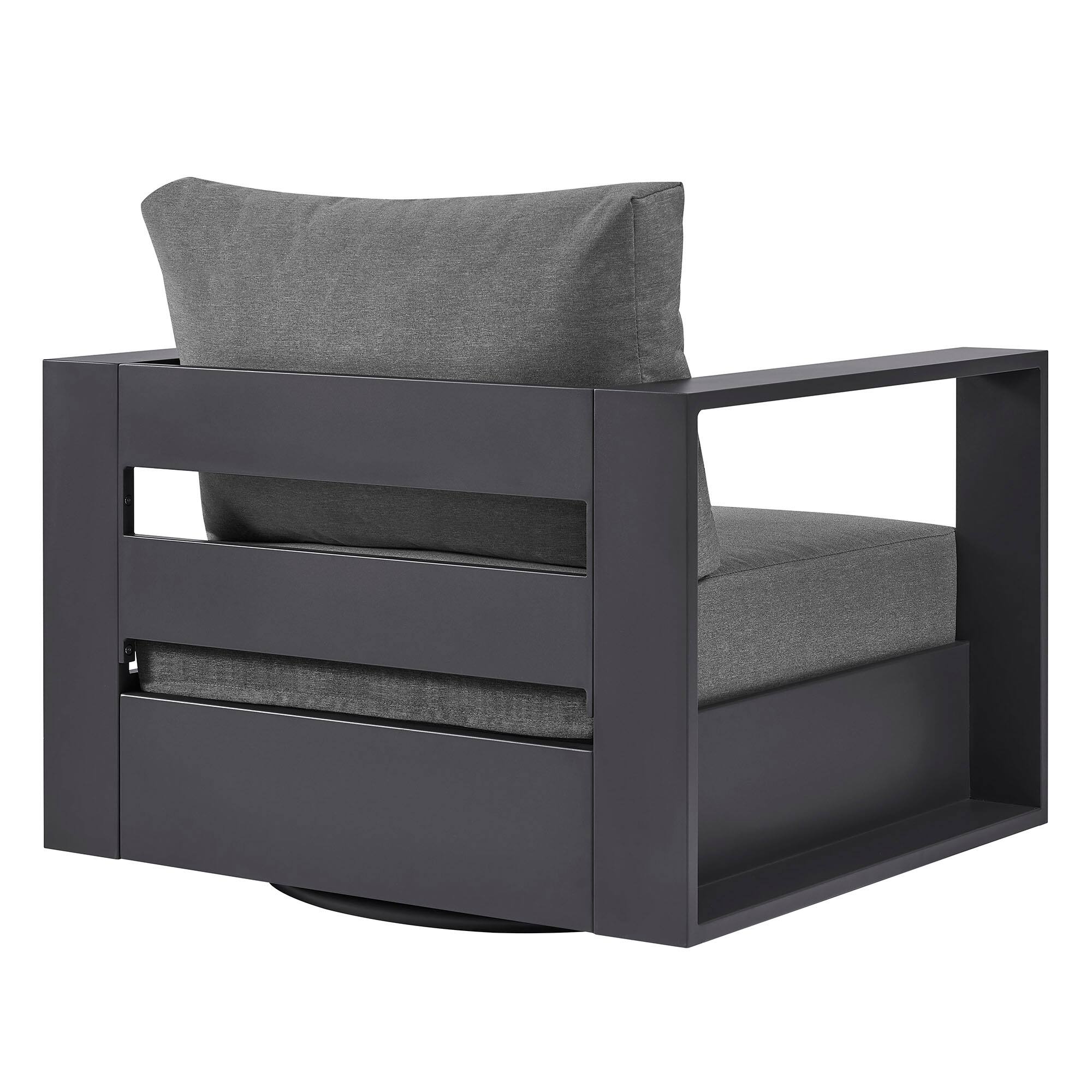 Alt View 3. Modway - Tahoe Outdoor Powder-Coated Aluminum Swivel Armchair by Modway - Gray Charcoal.