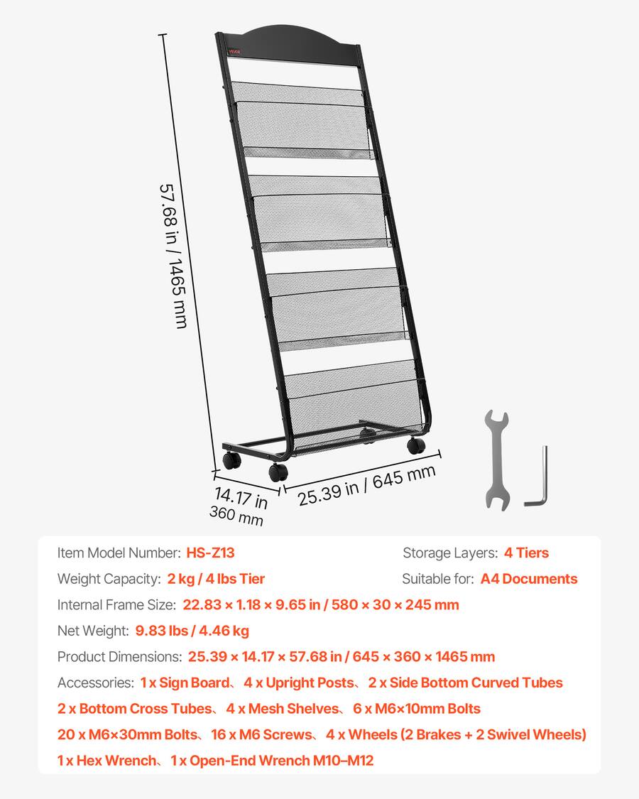 Flyer One Versatile Rack VEVOR Brochure Display Rack, 4 Tier Magazine Literature Display Stand ...