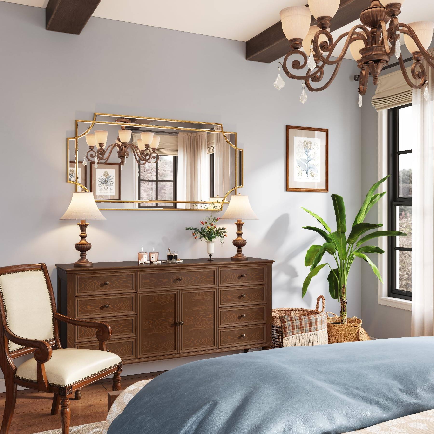 Alt View 1. Comfort Essence - 24"x48" Mirror For Wall Traditional Art Decorative Beveled Full Length Home Decor Bathroom Living Room Be... - 58"L x 24"W.