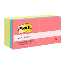 Post-it - Notes, 3" x 3", Poptimistic Collection, 100 Sheet/Pad, 14 Pads/Pack - Canary Yellow/Blue/Orange/Pink