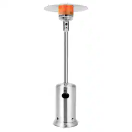 Costway - 50000 BTU Propane Patio Heater Standing Steel with Wheels - Silver
