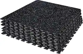 Sorbus - Sivan Fitness 1/2" Thick Rubber Top High-Density EVA Foam Gym Flooring for Home Gym - 48 Sq Ft Exercise Mat Tiles - Black Blue Speckled