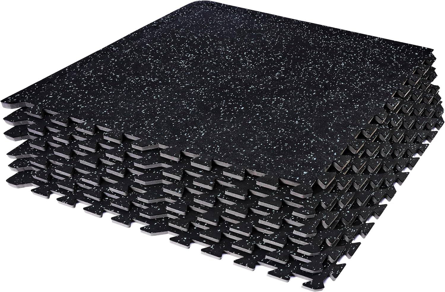 Front. Sorbus - Sivan Fitness 1/2" Thick Rubber Top High-Density EVA Foam Gym Flooring for Home Gym - 48 Sq Ft Exercise Mat Tiles - Black Blue Speckled.