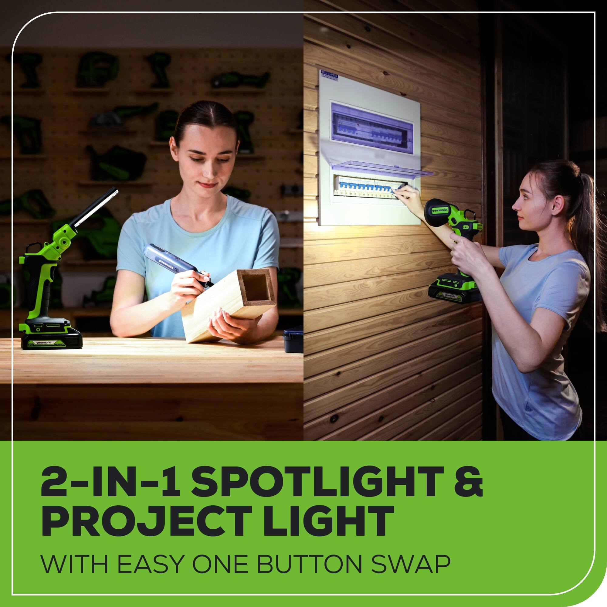 2-IN-1 SPOTLIGHT & PROJECT LIGHT WITH EASY ONE BUTTON SWAP