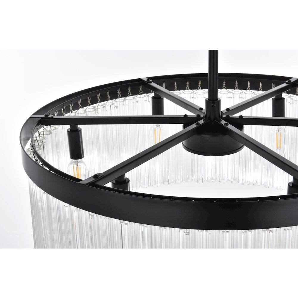 Alt View 2. Elegant Lighting - Harlow 24 Inch Chandelier In Black - Black And Clear.