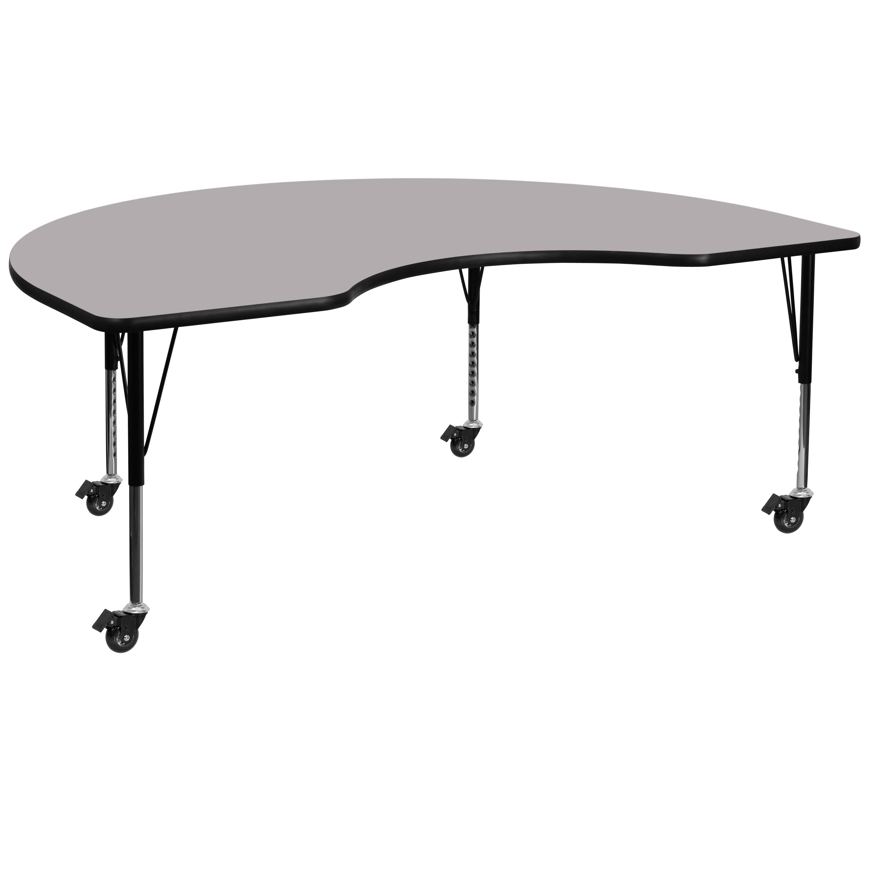 Flash Furniture - Wren Mobile 48''W x 72''L Kidney Grey Thermal Laminate Activity Table - Height Adjustable Short Legs - Gray price history on PriceWatchPro