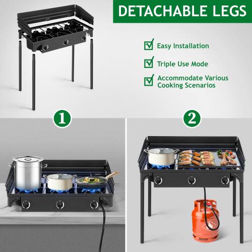 DETACHABLE LEGS

- Easy Installation
- Triple Use Mode
- Accommodate Various Cooking Scenarios

1
2