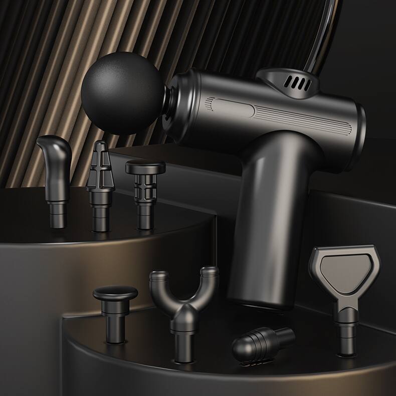 Alt View 1. Cluzine - Massage Gun Portable Electric 8 Heads Deep Tissue Percussion Muscle Recovery Fitness Relax - Black.