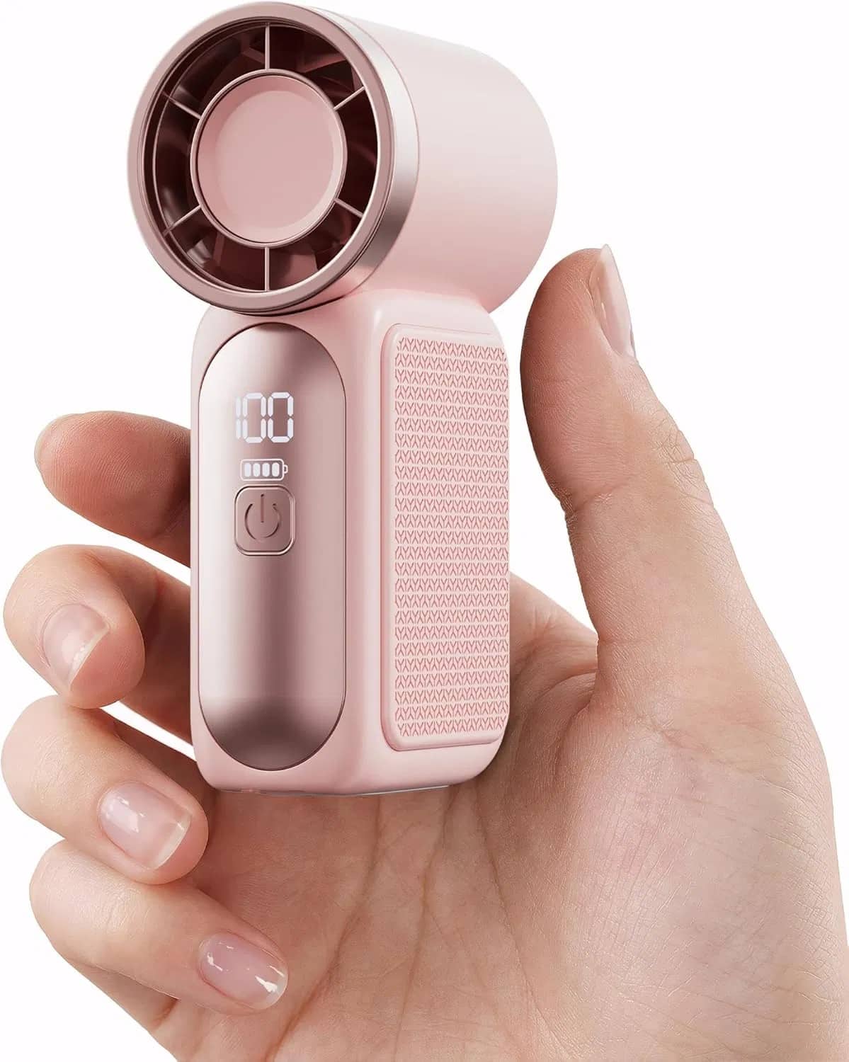 BEARSOLIM - 6 Speeds Portable Handheld Mini Fan, 16900 RPM High Velocity Personal Fan, USB Rechargeable for Women Girl Gift - Pink