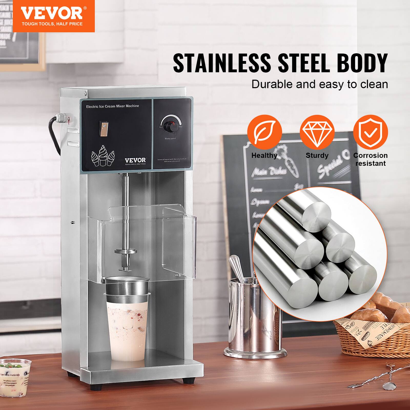 VEVOR TOUGH TOOLS, HALF PRICE

STAINLESS STEEL BODY
Durable and easy to clean

Electric Ice Cream Mixer Machine
VEVOR 2000

Bay pot

Healthy Sturdy Corrosion Special O resistant Dades

STYLE micho HOMEMADE

44 make

Station MONERS THE