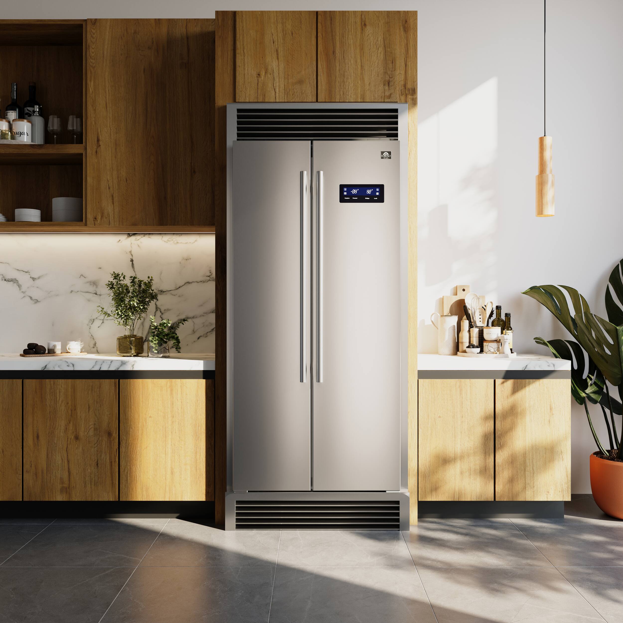 Alt View 10. Forno Appliances - Salerno 15.6 Cu. Ft. Side-by-Side Refrigerator with Decorative Grill Trim - Stainless Steel VCM.