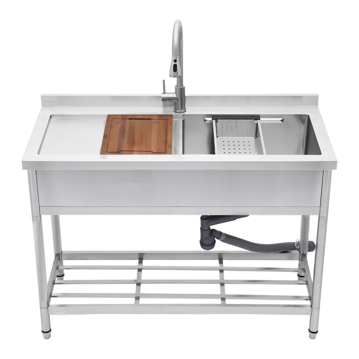 Ropilly Freestanding Stainless Steel Utility Sink with Pull Out Faucet ...