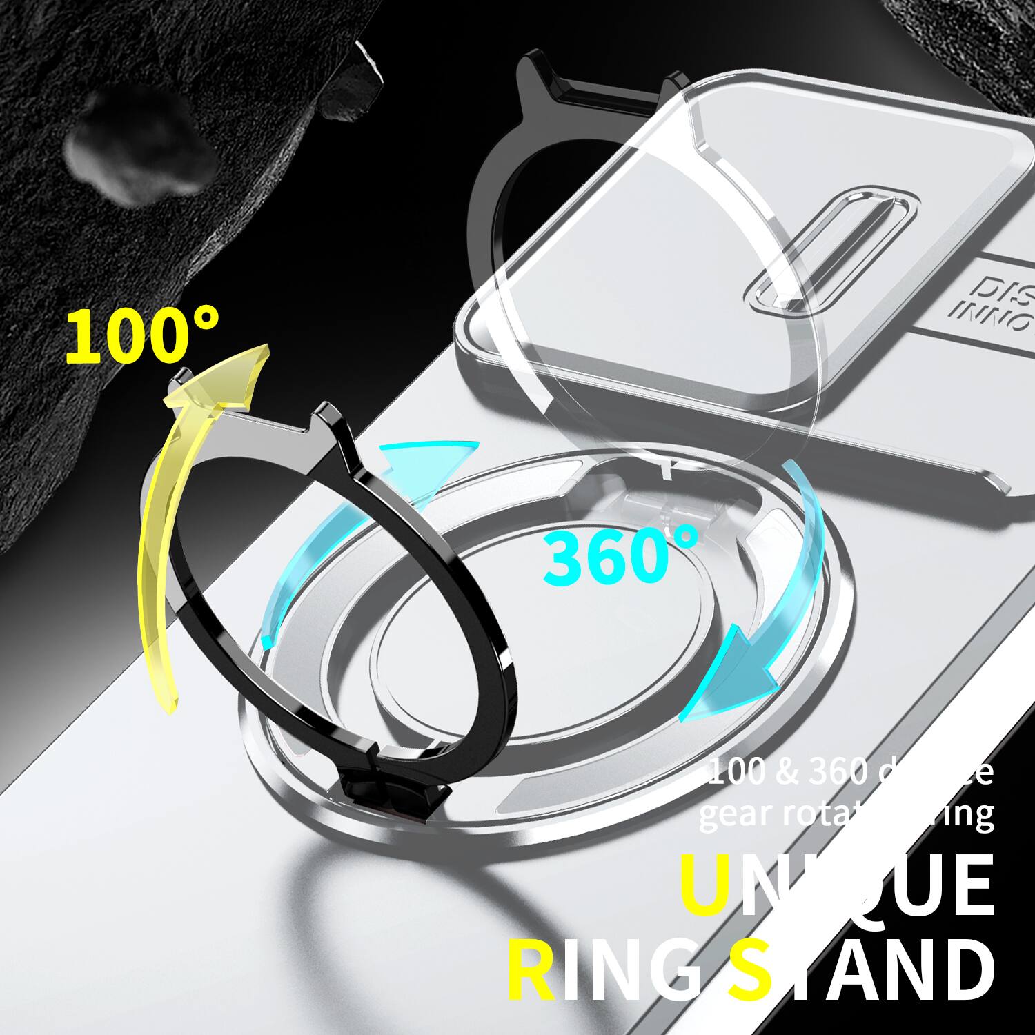 100°
360°
100 & 360 degree gear rotation
UNIQUE RING STAND